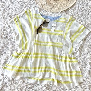 Anthropologie Postmark Striped Flutter Sleeve Spring Summer Top Blouse Shirt L